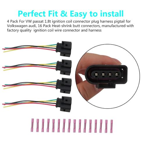 4pcs Ignition Coil Pack Replacement Connector Wire Harness for Audi A4 A4 Quattro 1.8T 2.0T 3.0L 3.2L 2001-2015 in Saudi Arabia
