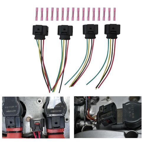 4pcs Ignition Coil Pack Replacement Connector Wire Harness for Audi A4 A4 Quattro 1.8T 2.0T 3.0L 3.2L 2001-2015 in Saudi Arabia