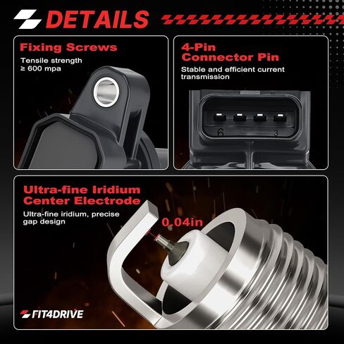 حزمة ملف الإشعال UF316 و7090 وشمعات الإشعال إيريديوم متوافقة مع 2004-2006 Scion xA xB 2000-2005 Toyota Echo 2001-2019 Prius 2007-2018 Yaris 2012-2019 Prius C استبدال UF-316 IC412 DG508 in Kuwait