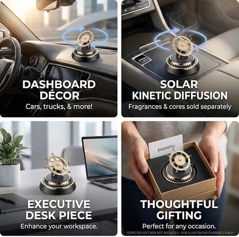 Solar Dashboard Spinner, Sun Powered Kinetic Car Diffuser Decoration, Automotive Accessories, Home Office Desk, Spring Birthday Gift Exchange, Fragrance & Aroma Cores Sold Separately (Captain's Wheel) in Saudi Arabia