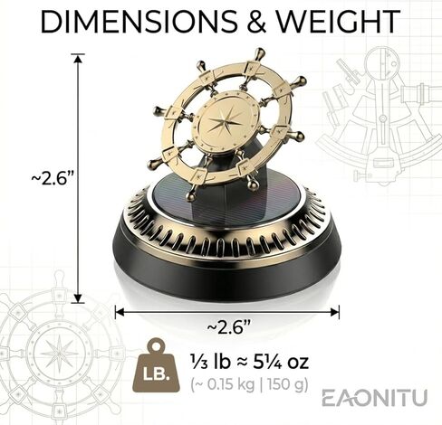 Solar Dashboard Spinner, Sun Powered Kinetic Car Diffuser Decoration, Automotive Accessories, Home Office Desk, Spring Birthday Gift Exchange, Fragrance & Aroma Cores Sold Separately (Captain's Wheel) in Saudi Arabia