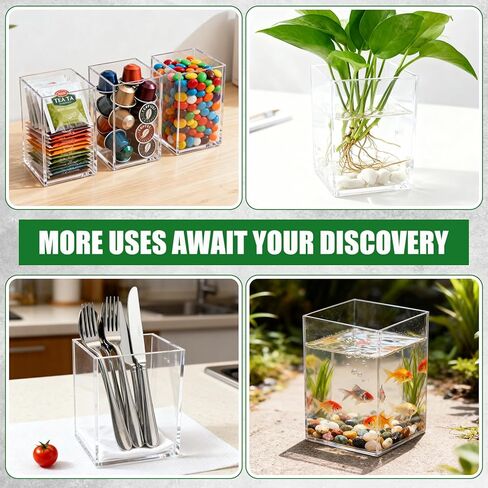40 Pack Clear Acrylic Pen Holder 2 Size Pencil Cups Sets Makeup Brush Holder Bookmark Organizer Stationery Storage Desktop Accessories for Office and Home Desk Organizer Supplies in Saudi Arabia