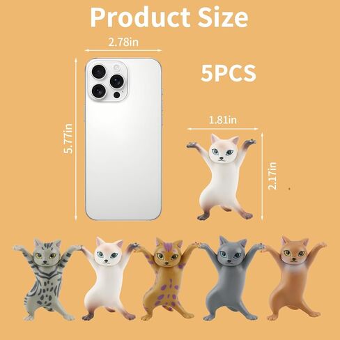 5 Pcs Dancing Cat Pen Holder, Whimsical Animal Pencil Stand, Cute Earphone Rack, 2.1 Inch PVC Funny Desktop Ornament, Home Office Car Accessory in Kuwait