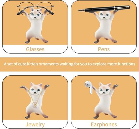 5 Pcs Dancing Cat Pen Holder, Whimsical Animal Pencil Stand, Cute Earphone Rack, 2.1 Inch PVC Funny Desktop Ornament, Home Office Car Accessory in Kuwait