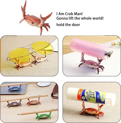 1Pc Red Desk Crab Pen Holder, Creative Weightlifting Crab Pen Stand, Funny Desk Decor Supplies Holders, Pencil Holders in Saudi Arabia