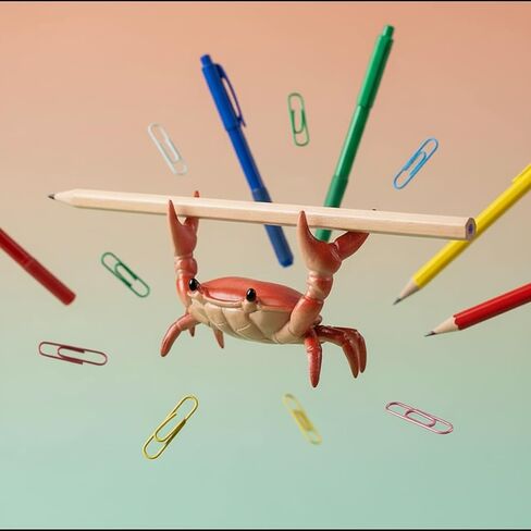1Pc Red Desk Crab Pen Holder, Creative Weightlifting Crab Pen Stand, Funny Desk Decor Supplies Holders, Pencil Holders in Saudi Arabia