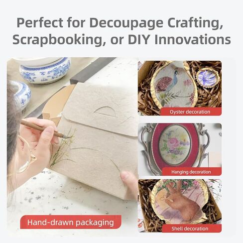 Rice Paper for Decoupage,Natural Fiber Printable for Craft,Mulberry Paper for Writing Painting,Decoupage Craft Supplies,20 Sheets Letter Size 8.5x11inch(LPRP-02) in Saudi Arabia