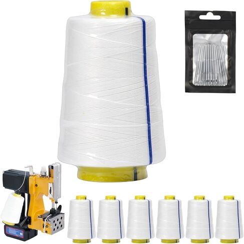 Bag Sewing Machine Polyester Thread - 6-Ply Heavy-Duty Industrial Thread 610M/Spool for Woven Bags, Kraft Paper Sacks, Flour Bags (6-Pack Bag Sewing Machine Thread + 10 Needles) in Saudi Arabia