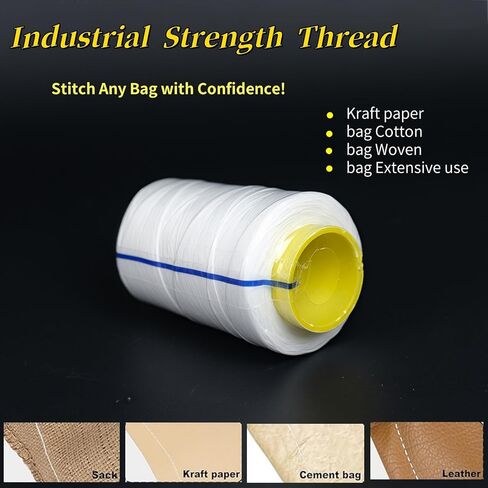 Bag Sewing Machine Polyester Thread - 6-Ply Heavy-Duty Industrial Thread 610M/Spool for Woven Bags, Kraft Paper Sacks, Flour Bags (6-Pack Bag Sewing Machine Thread + 10 Needles) in Saudi Arabia