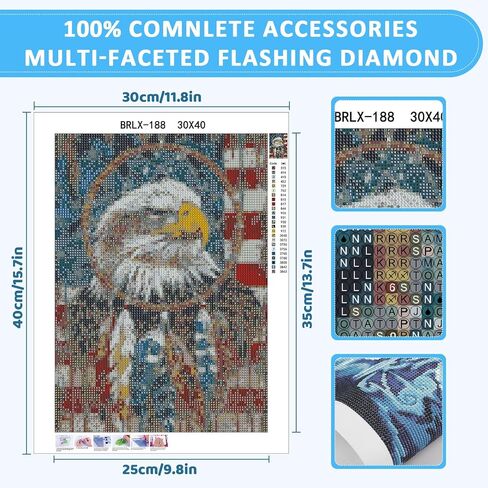 Skyboda Eagle 5D Diamond Painting Kits for Adults, American Flag Dreamcatcher Diamond Art kit for Beginners, DIY Full Round Drill Diamond Dots with Gem Art Crafts for Home Wall Decor12 x16 Inch in Saudi Arabia