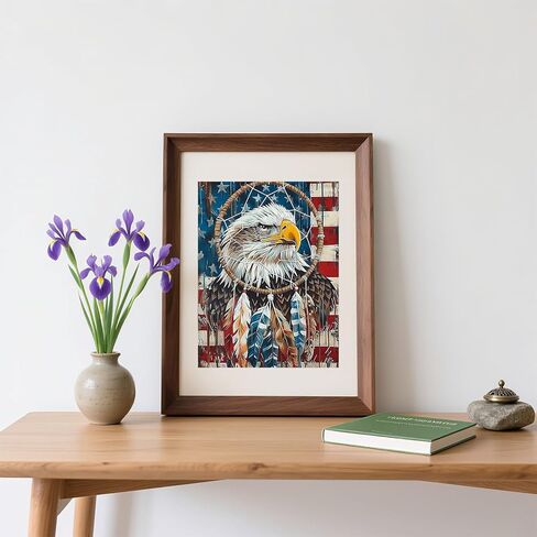 Skyboda Eagle 5D Diamond Painting Kits for Adults, American Flag Dreamcatcher Diamond Art kit for Beginners, DIY Full Round Drill Diamond Dots with Gem Art Crafts for Home Wall Decor12 x16 Inch in Saudi Arabia
