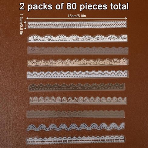 Lace Stickers, 80 Pcs Vintage Transparent Lace Embellishments Stickers for Scrapbooking, Wedding Invitations, Planners, Card Making, Junk Journal Supplies in Kuwait