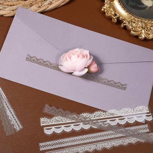 Lace Stickers, 80 Pcs Vintage Transparent Lace Embellishments Stickers for Scrapbooking, Wedding Invitations, Planners, Card Making, Junk Journal Supplies in Kuwait