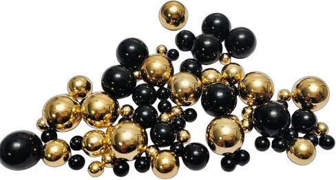 300 Pcs Black and Gold No-Hole Imitation Pearl Beads - Vase Filler Decoration, Candle Centerpiece, Wedding Center Decor, Home Party Decor (8/14/20mm) in Saudi Arabia