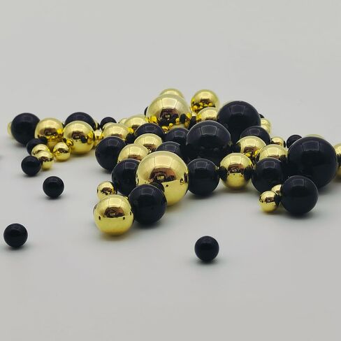 300 Pcs Black and Gold No-Hole Imitation Pearl Beads - Vase Filler Decoration, Candle Centerpiece, Wedding Center Decor, Home Party Decor (8/14/20mm) in Saudi Arabia