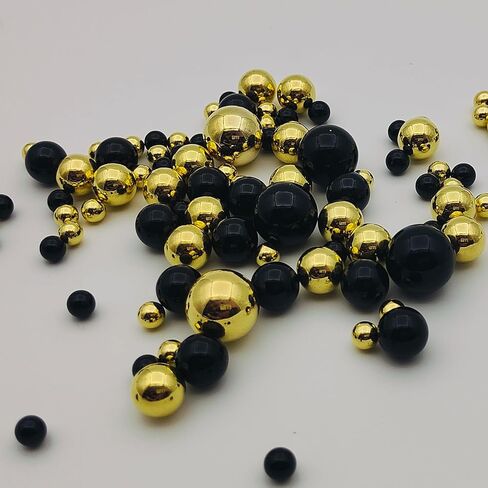 300 Pcs Black and Gold No-Hole Imitation Pearl Beads - Vase Filler Decoration, Candle Centerpiece, Wedding Center Decor, Home Party Decor (8/14/20mm) in Saudi Arabia
