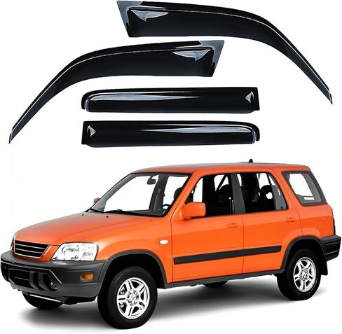 Deal 4-Piece Set JDM Style Vent Smoke Window Visor, Side Window Sun Rain Guard with Outside Mount Tape-On Type, Custom Compatible with for 1997-2001 CR-V in Kuwait