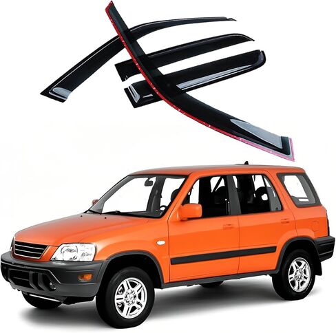 Deal 4-Piece Set JDM Style Vent Smoke Window Visor, Side Window Sun Rain Guard with Outside Mount Tape-On Type, Custom Compatible with for 1997-2001 CR-V in Kuwait
