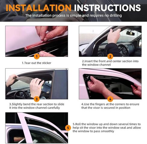 Deal 4-Piece Set JDM Style Vent Smoke Window Visor, Side Window Sun Rain Guard with Outside Mount Tape-On Type, Custom Compatible with for 1997-2001 CR-V in Kuwait