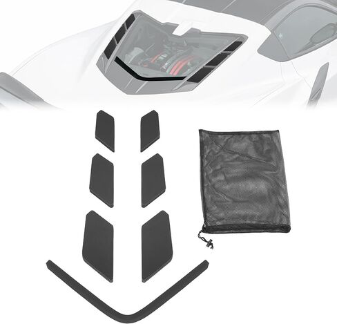 Rear Dry Bay Vent Block Compatible with 2020-2024 Chevy Chevrolet Corvette C8 Engine Bay Air Vent Inserts for Car Washing Hatch Hood Wash Cover Window Spoiler Plastic(ABS) Unfinished Black in Kuwait
