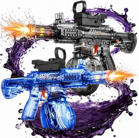 2 Pack Electric Water Gun for Kids & Adult Automatic Squirt Gun with LED Lights 25Ft Long Range Electric Water Blaster Large Capacity Outdoor Summer Pool Water Toys in Saudi Arabia