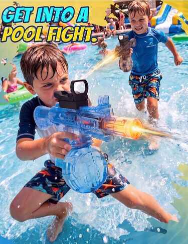 2 Pack Electric Water Gun for Kids & Adult Automatic Squirt Gun with LED Lights 25Ft Long Range Electric Water Blaster Large Capacity Outdoor Summer Pool Water Toys in Saudi Arabia
