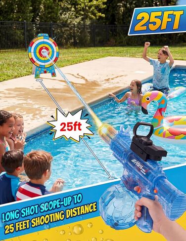 2 Pack Electric Water Gun for Kids & Adult Automatic Squirt Gun with LED Lights 25Ft Long Range Electric Water Blaster Large Capacity Outdoor Summer Pool Water Toys in Saudi Arabia