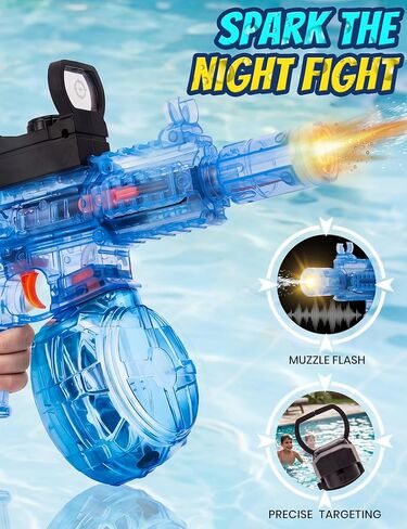 2 Pack Electric Water Gun for Kids & Adult Automatic Squirt Gun with LED Lights 25Ft Long Range Electric Water Blaster Large Capacity Outdoor Summer Pool Water Toys in Saudi Arabia
