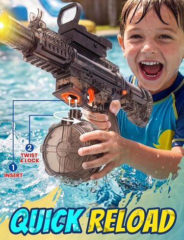 2 Pack Electric Water Gun for Kids & Adult Automatic Squirt Gun with LED Lights 25Ft Long Range Electric Water Blaster Large Capacity Outdoor Summer Pool Water Toys in Saudi Arabia