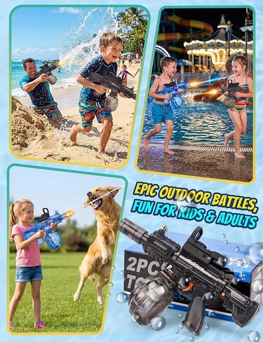2 Pack Electric Water Gun for Kids & Adult Automatic Squirt Gun with LED Lights 25Ft Long Range Electric Water Blaster Large Capacity Outdoor Summer Pool Water Toys in Saudi Arabia