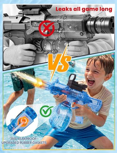 2 Pack Electric Water Gun for Kids & Adult Automatic Squirt Gun with LED Lights 25Ft Long Range Electric Water Blaster Large Capacity Outdoor Summer Pool Water Toys in Saudi Arabia