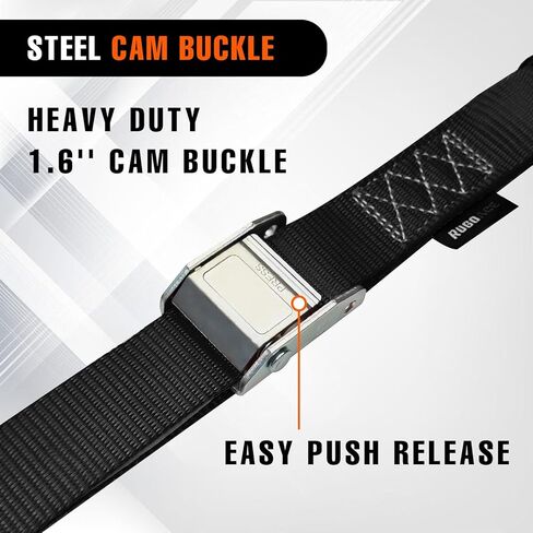 2PK 1.5" x 8FT Motorcycle Tie Down Straps, 3,000lb Break Strength, Heavy Duty Cambuckle, Safety S-Hooks & Soft Loops for Dirt Bike, ATV, UTV, Boat, and Kayak, Durable and Easy to Use, Black in Saudi Arabia