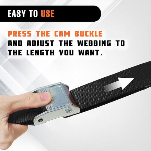 2PK 1.5" x 8FT Motorcycle Tie Down Straps, 3,000lb Break Strength, Heavy Duty Cambuckle, Safety S-Hooks & Soft Loops for Dirt Bike, ATV, UTV, Boat, and Kayak, Durable and Easy to Use, Black in Saudi Arabia