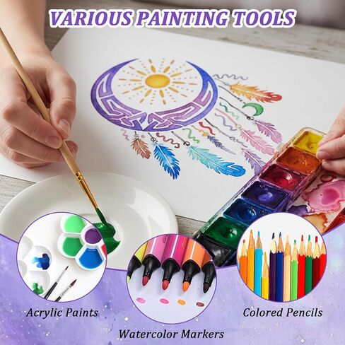 25 Pcs Stencils for Crafts Reusable, 6" Sun Moon Tarot Mandala Stencil, Mandala Tree of Life Art Stencils for Painting Wood Wall Furniture Decor Gift Art in Kuwait