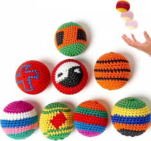 2 Pack Footbag for Adults, Handmade Woven Kick Foot Bag, Soft Knitted Juggling Foot Bag for Balance Training, Indoor Outdoor Group Play, Assorted Colors Sent Randomly in Kuwait
