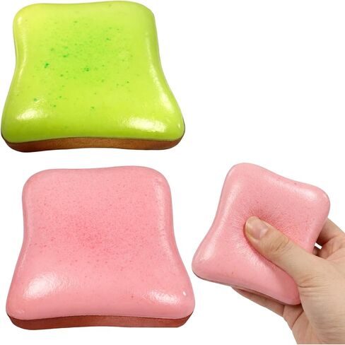 Squeeze Toys, Stress Relief and Focus Enhancement Fidget Toys, Strawberry Matcha Bread Toast Squeeze Toys for Desk Decor and Gift Giving, Office and Study Stress Management Fidget Toys (Green+Pink) in Saudi Arabia
