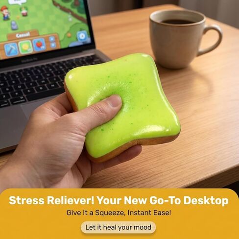 Squeeze Toys, Stress Relief and Focus Enhancement Fidget Toys, Strawberry Matcha Bread Toast Squeeze Toys for Desk Decor and Gift Giving, Office and Study Stress Management Fidget Toys (Green+Pink) in Saudi Arabia