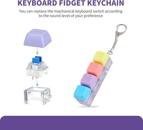Keyboard Fidget Toy, Fidget Keyboard Clicker,Keyboard Keychain of 4 Colors Decompression Keycap Button Stress Relief Gifts for Adult in Saudi Arabia