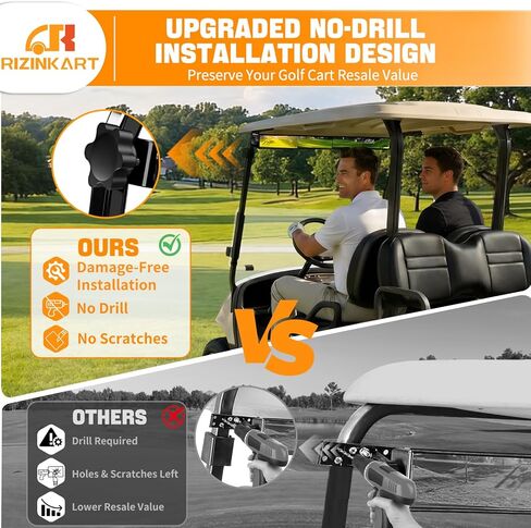 Rizinkart ， Universal Golf Cart 4 Panel Mirror لسيارة Yamaha Ezgo Club ، يسهل تثبيتها ، 35.8 بوصة الزاوية العريضة القضاء in Saudi Arabia