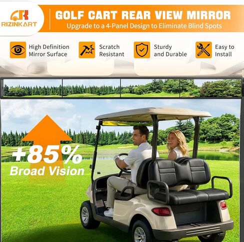 Rizinkart ， Universal Golf Cart 4 Panel Mirror لسيارة Yamaha Ezgo Club ، يسهل تثبيتها ، 35.8 بوصة الزاوية العريضة القضاء in Saudi Arabia
