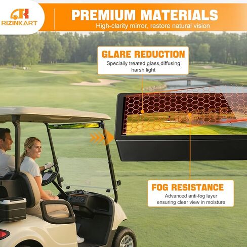 Rizinkart ， Universal Golf Cart 4 Panel Mirror لسيارة Yamaha Ezgo Club ، يسهل تثبيتها ، 35.8 بوصة الزاوية العريضة القضاء in Saudi Arabia