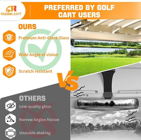 Rizinkart ， Universal Golf Cart 4 Panel Mirror لسيارة Yamaha Ezgo Club ، يسهل تثبيتها ، 35.8 بوصة الزاوية العريضة القضاء in Saudi Arabia