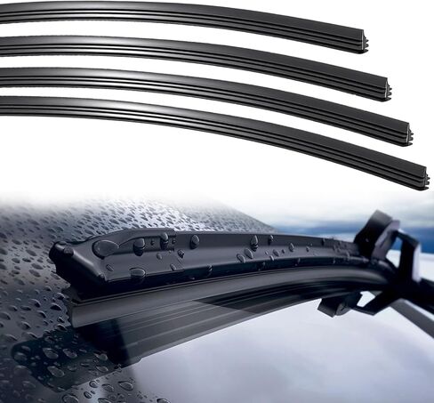 4Pcs Car Windshield Wiper Blade Strips, 28" Rubber Boneless Wiper Blade Refill Replacement,Adjustable Wiper Blade Inserts Universal for SUV Truck Van in Saudi Arabia
