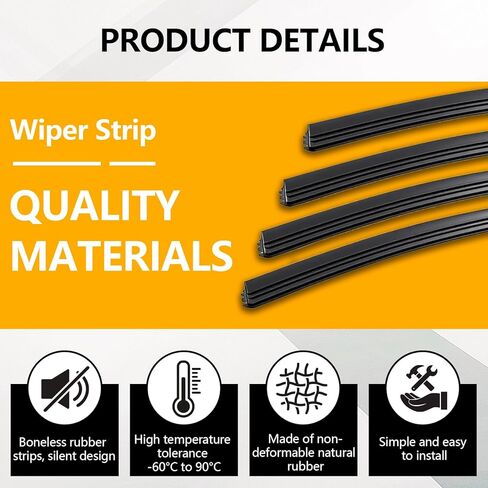 4Pcs Car Windshield Wiper Blade Strips, 28" Rubber Boneless Wiper Blade Refill Replacement,Adjustable Wiper Blade Inserts Universal for SUV Truck Van in Saudi Arabia