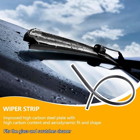 4Pcs Car Windshield Wiper Blade Strips, 28" Rubber Boneless Wiper Blade Refill Replacement,Adjustable Wiper Blade Inserts Universal for SUV Truck Van in Saudi Arabia