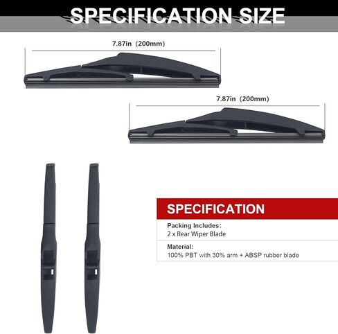 8'' Rear Wiper Blade for Scion XD 2008-2013, Lexus CT-200h 2011-2017, Toyota Prius C 2012-2019 Back Windshield Wiper-2PCS in Kuwait