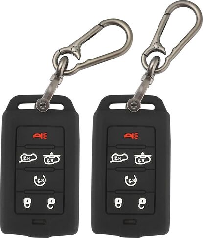 TOMALL 2 حزمة لغطاء مفتاح Jeep Fob مع سلسلة مفاتيح، 5 أزرار حافظة مفاتيح من مطاط السيليكون متوافقة مع Jeep Grand Cherokee L Grand Wagoneer L Wagoneer Grand Cherokee L 2021-2025 in Kuwait