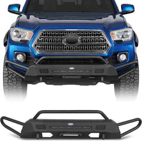Hooke Road 3rd Gen Tacoma Front Bumper Tube Bull Bar for 2016-2023 Toyota Tacoma, Steel Stubby Bumper with Winch Mount, Grille Guard, LED Light Bar in Kuwait