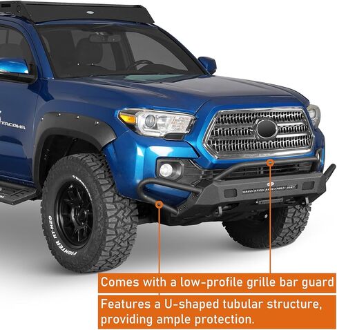 Hooke Road 3rd Gen Tacoma Front Bumper Tube Bull Bar for 2016-2023 Toyota Tacoma, Steel Stubby Bumper with Winch Mount, Grille Guard, LED Light Bar in Kuwait