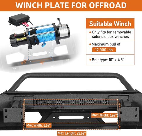 Hooke Road 3rd Gen Tacoma Front Bumper Tube Bull Bar for 2016-2023 Toyota Tacoma, Steel Stubby Bumper with Winch Mount, Grille Guard, LED Light Bar in Kuwait